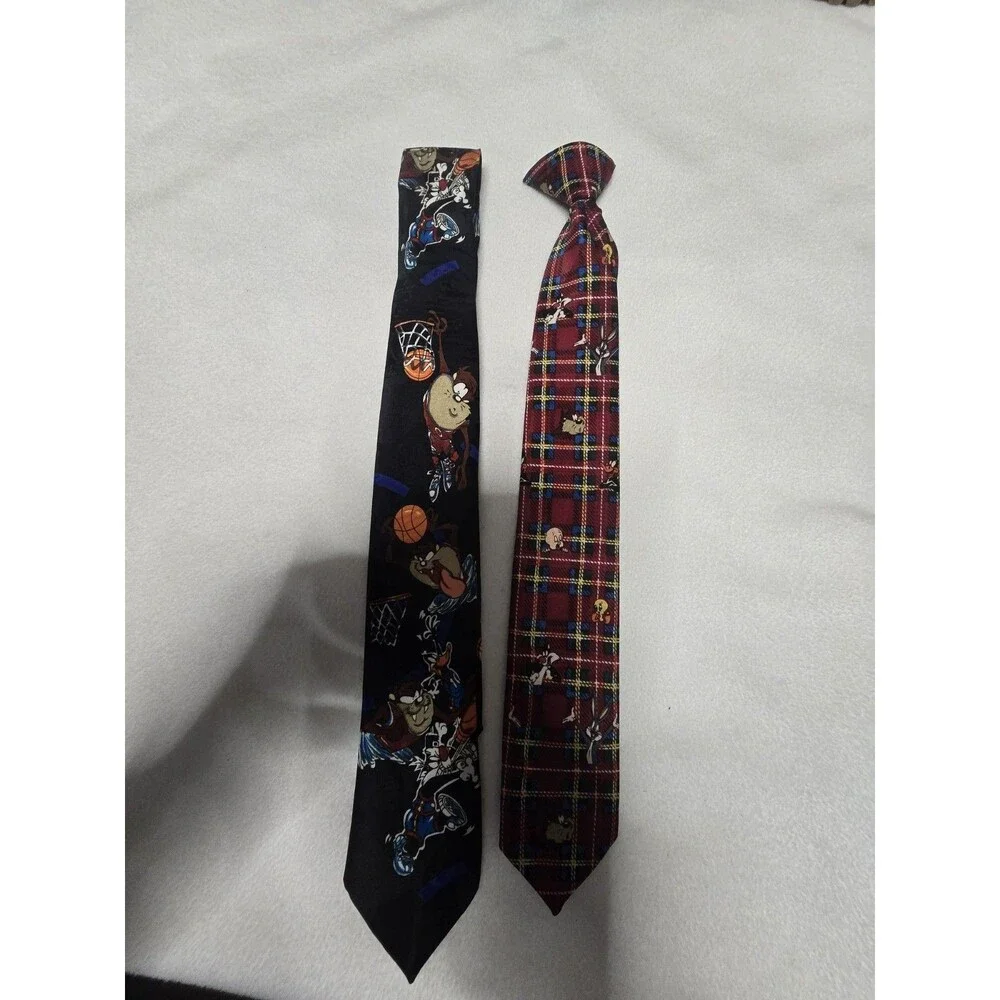 Vintage Looney Tunes Kids Tie Set – 1996 Taz Bugs Tweety Novelty Neckties – Made